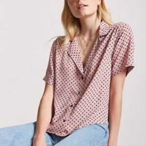 Blush Polka Dot Button Front Shirt